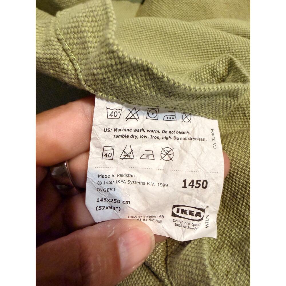 Ikea Ingert three panels sage green 57x98 euc cotton flax linen blend - Picture 3 of 5